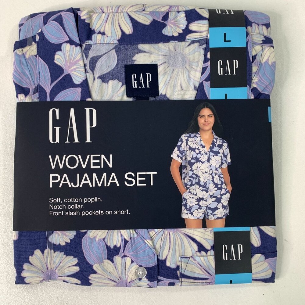 Gap Women's L PJ Set 2-Piece Floral Woven Top and Shorts Pajama Set Size L - Picture 2 of 8